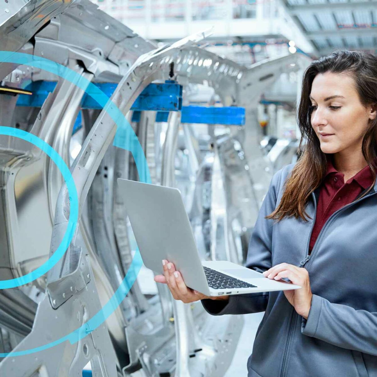 KINEXON Industries Carbody With Woman With Laptop