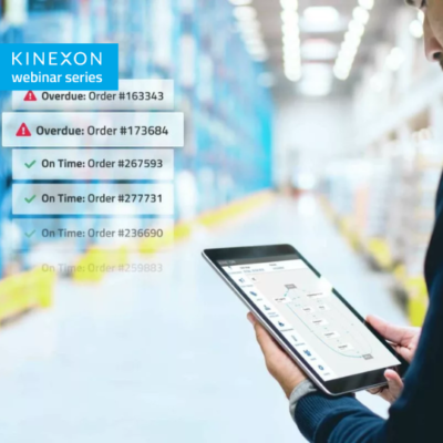 Kinexon Webinar Series Man with Tablet in Warehouse