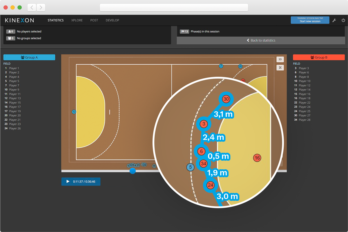 Kinexon Handball App Tactic Screen