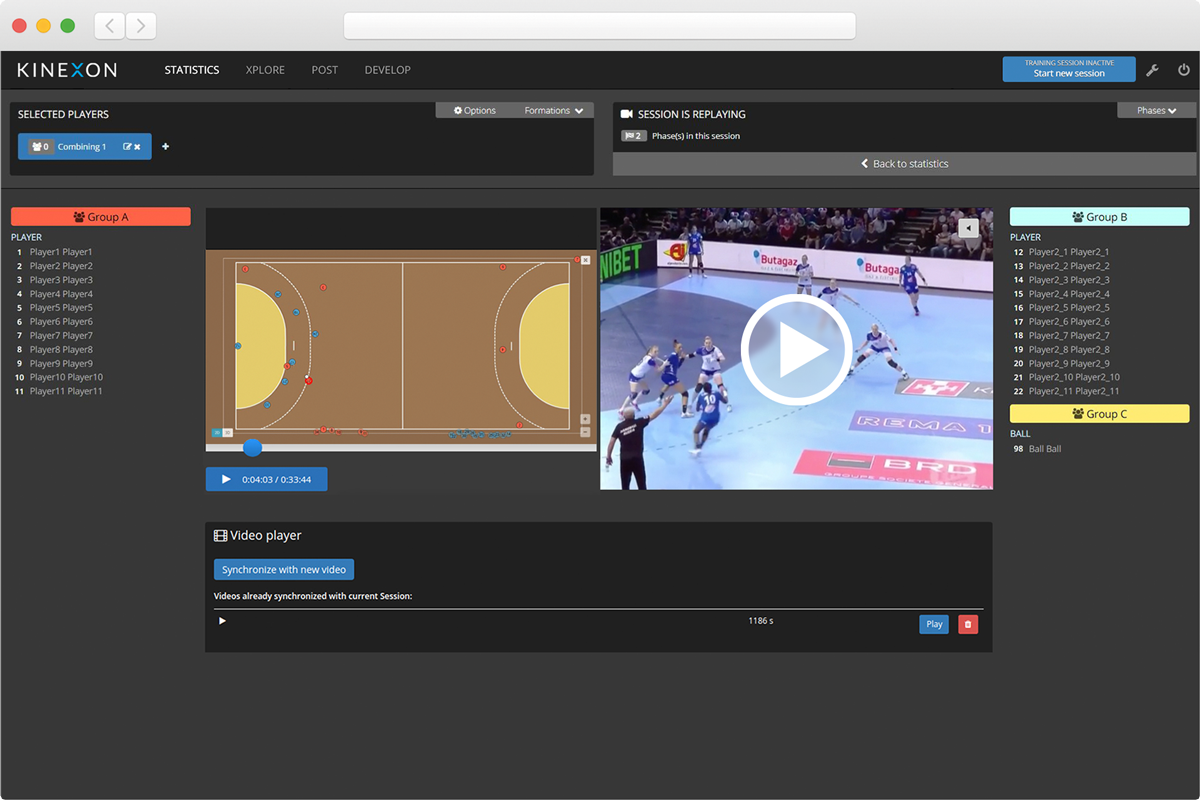 Kinexon Handball App Videoplayer