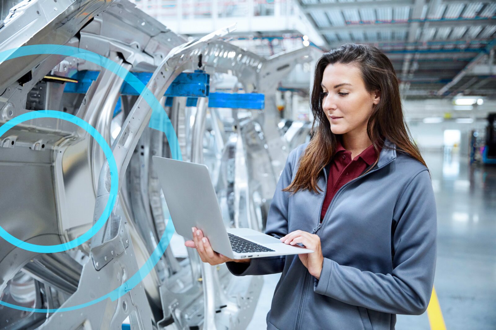 Woman in factory using Tool Control in Smarter Manufacturing