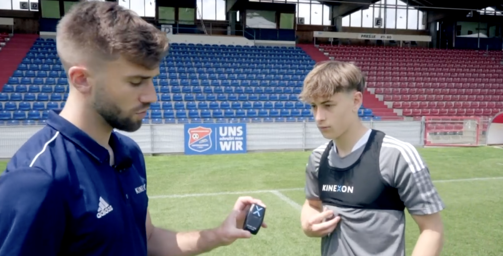 A player tracking device is inserted into a soccer vest to track a player's movements and heart rate.