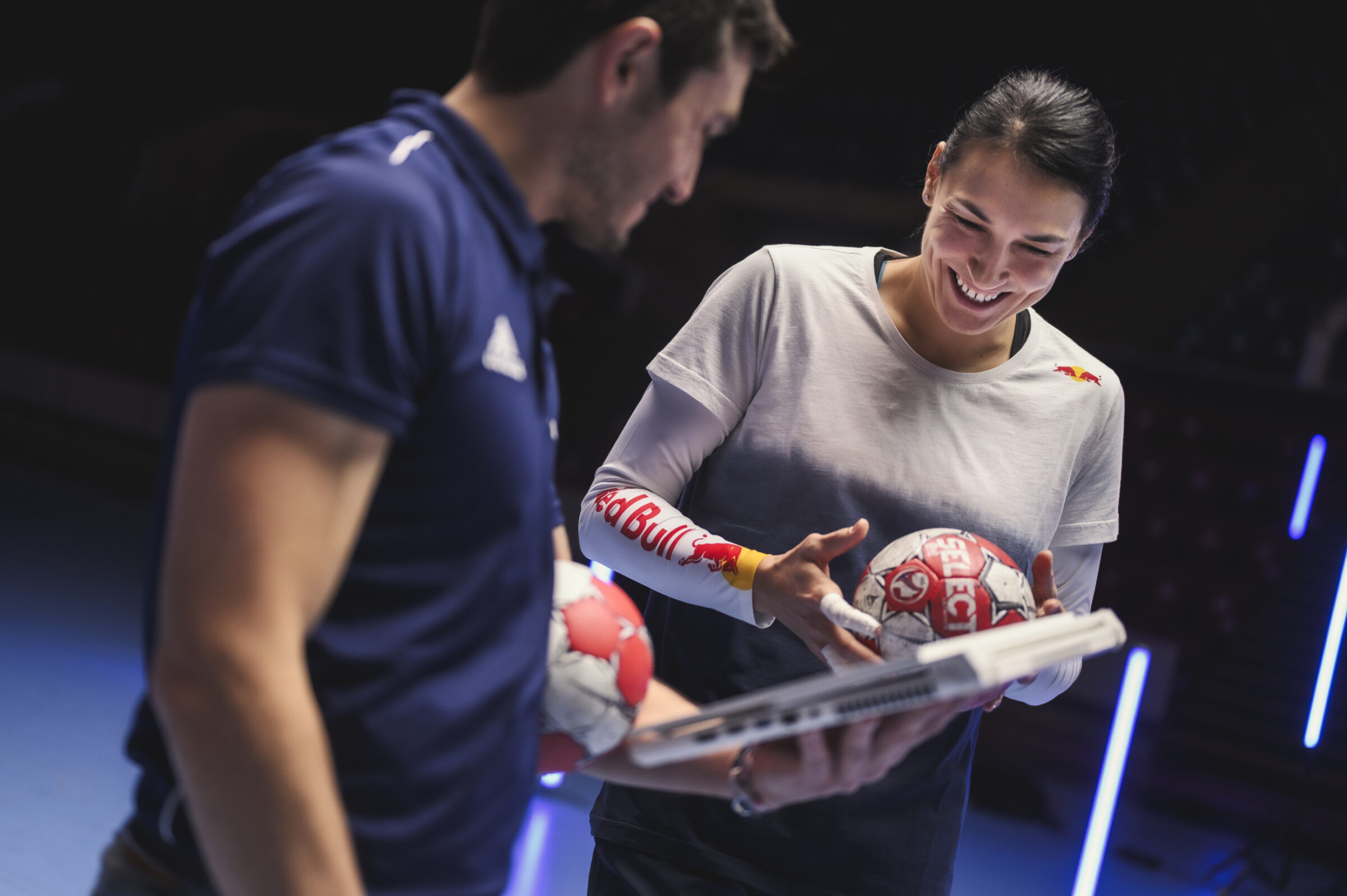 KINEXON sports scientist Michael Elmer works with European handball superstar Cristina Neagu to collect analytics and shot information for a documentary.