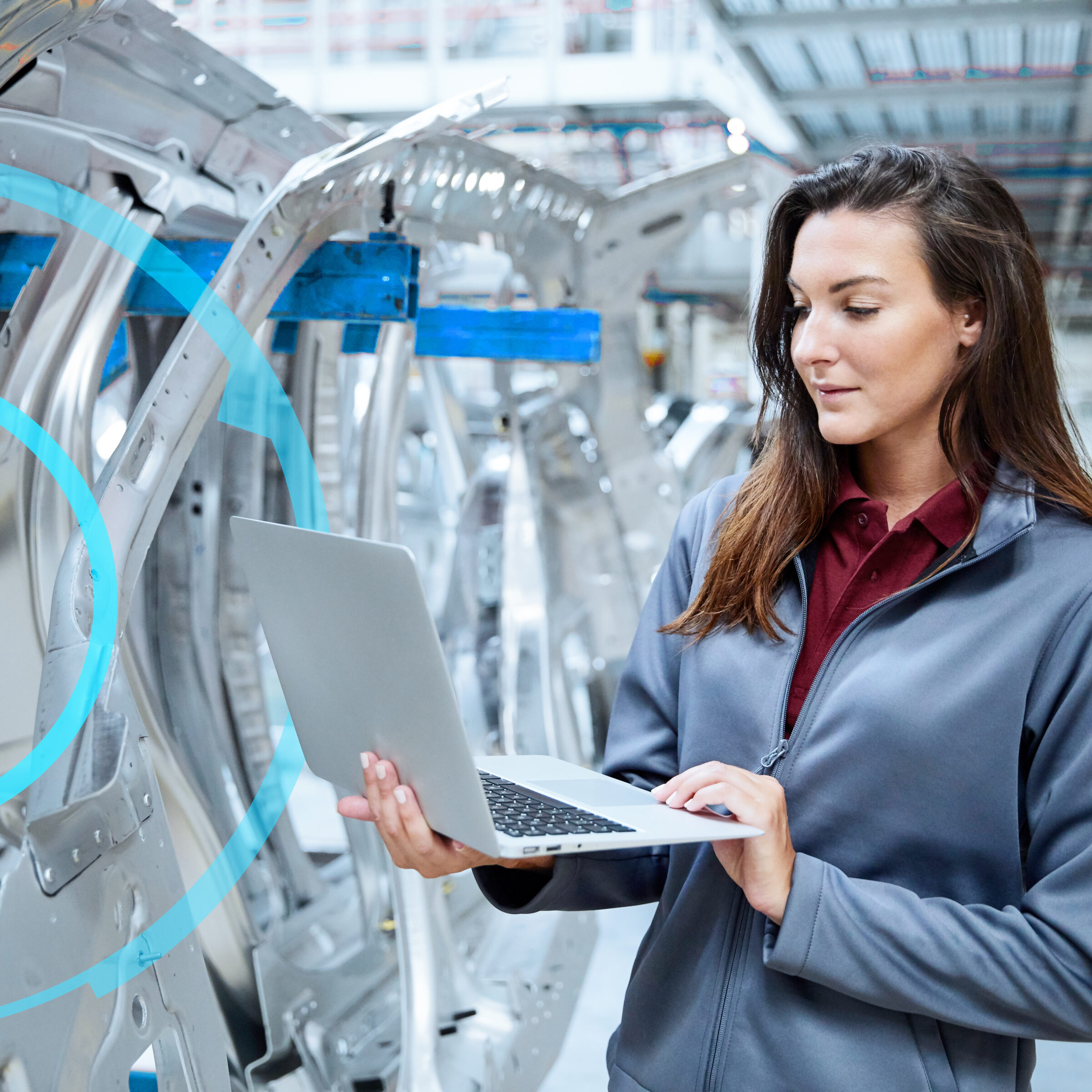 Woman in factory using Tool Control in Smarter Manufacturing